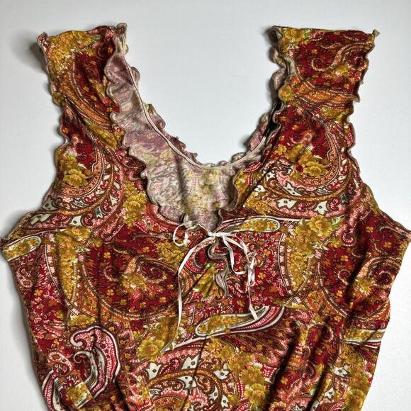 Bellina Y2K Paisley Ruffle Top Lace Up Boho Festival Fairycore Canada S Retro - Picture 6 of 13